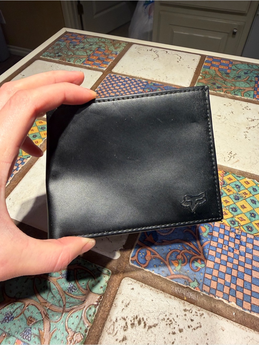 Fox Black Leather Slim Bi-Fold Card Holder